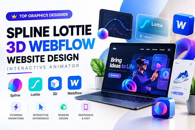 integrate spline lottie animation 3d webflow website design interactive animator