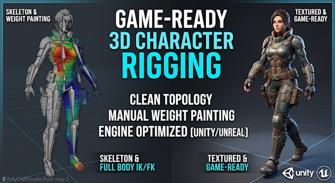 do 3d character rigging and weight painting for game engines