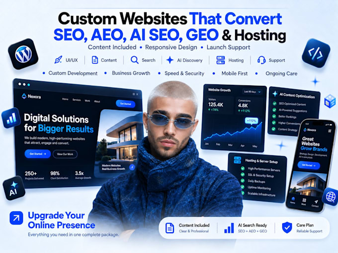 build responsive website including content and ai SEO GEO