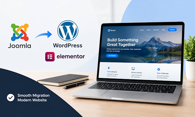 develop update customize migrate joomla website to wordpress website elementor