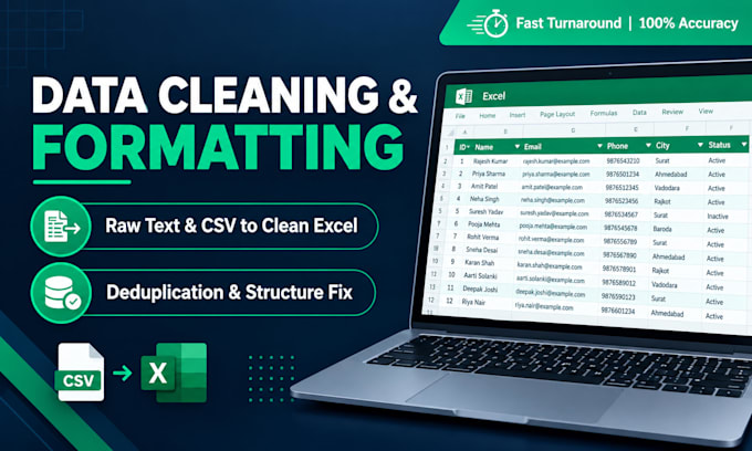 clean and format your raw data into exce