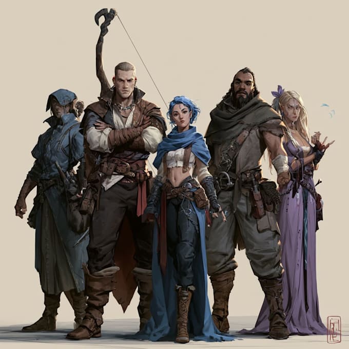 make dnd character party, fantasy character party