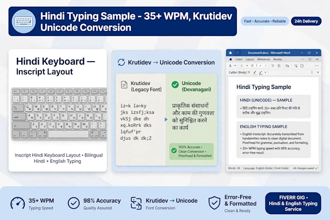 do fast hindi typing krutidev to unicode conversion
