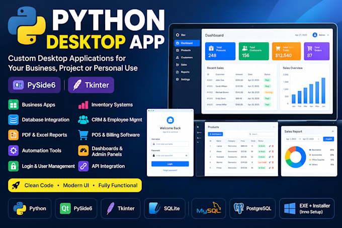 develop a custom python desktop application with gui