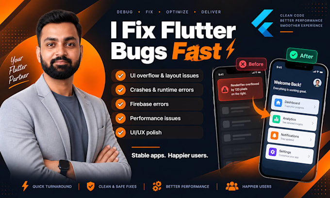 fix flutter bugs crashes and ui issues in your app fast