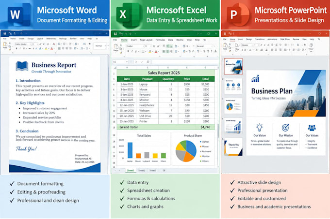 do microsoft word excel and powerpoint work