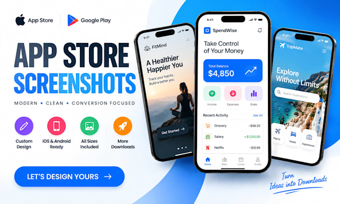professional app store screenshots for ios and android apps