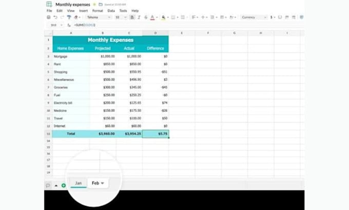 create custom budget spreadsheet