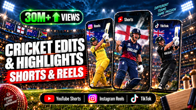 create viral cricket edits and highlights shorts and reels