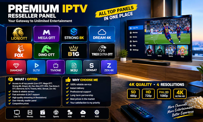 setup reseller panel, strong8k, dream4k, lion ott, mega ott, trex panel