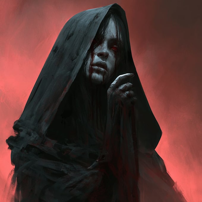 create realistic dark art horror illustrations
