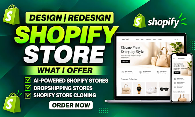 build shopify store design, shopify website redesign, shopify dropshipping store