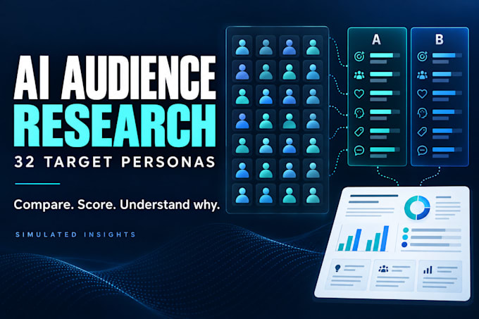 create an ai audience research report with 32 target personas