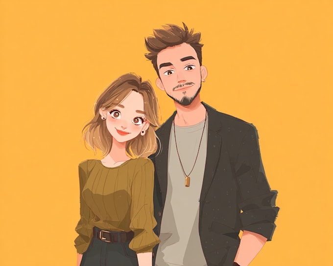 anime couple character art anime style