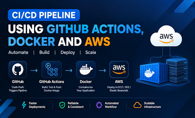 create ci cd pipeline using github actions, docker and AWS