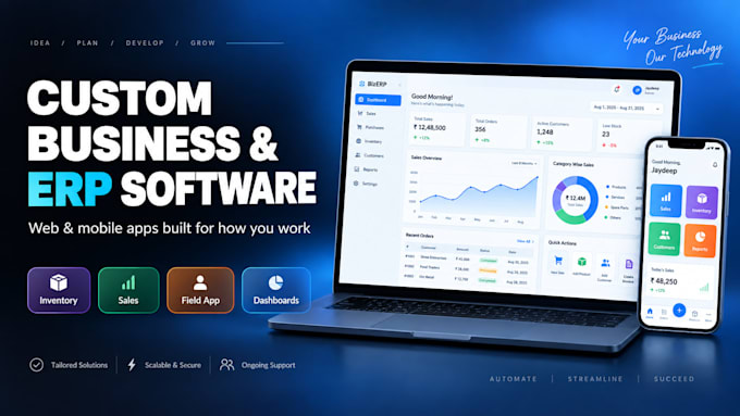 develop a custom business management app or erp solution for you