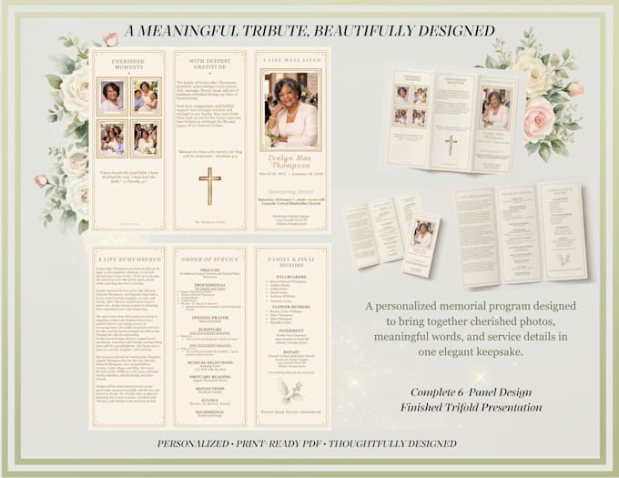 design a custom funeral or memorial trifold program