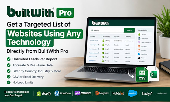 export websites list using any technology directly from builtwith pro