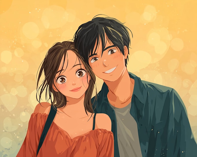 draw cute anime couple for you
