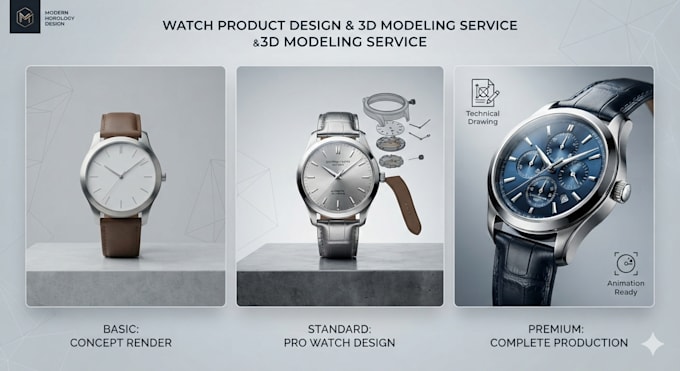 create stunning 3d watch design, realistic rendering, and mechanical modeling