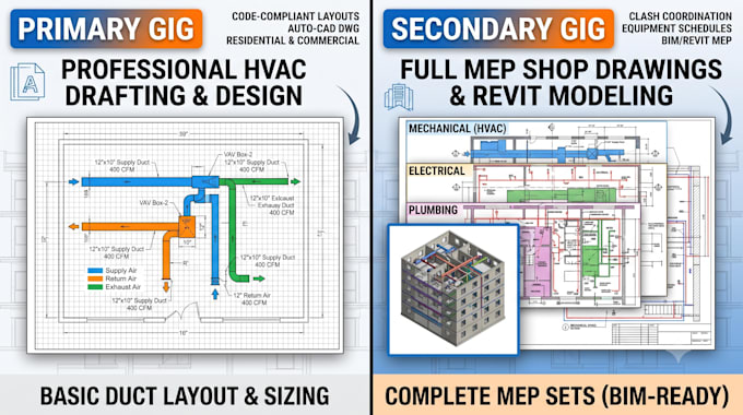 design professional hvac , ventilation, and mep drawing