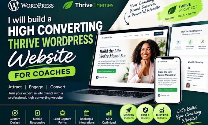 build a high converting thrive wordpress website for coaches