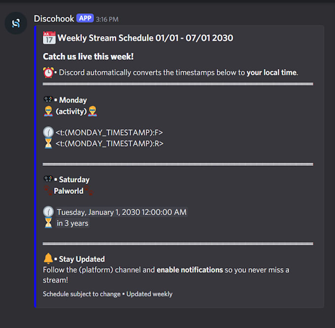make clean and easy to use discord schedule