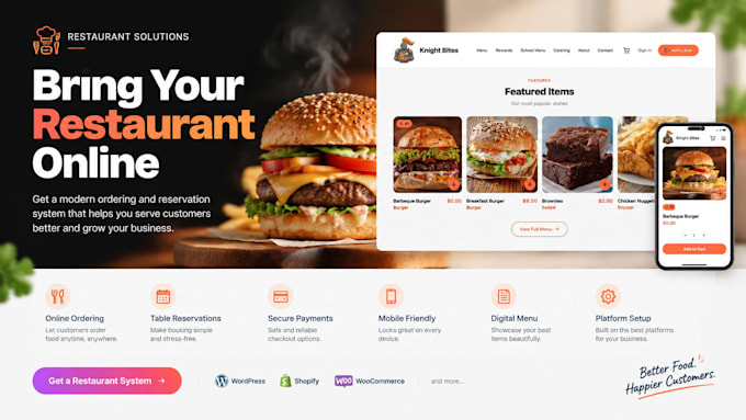 build a restaurant website with online ordering system and reservation system