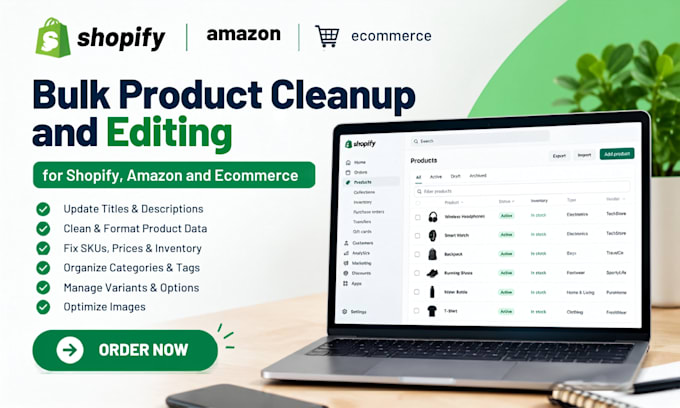 bulk product cleanup and editing for shopify, amazon and ecommerce