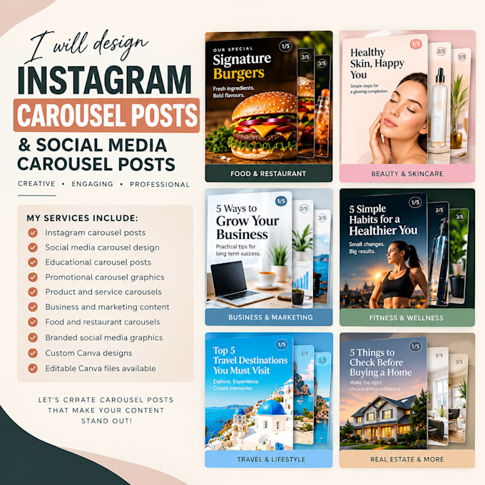 design instagram carousel posts, social media carousel and carousel post design
