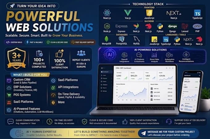 develop custom crm, lms, saas web application as software developer