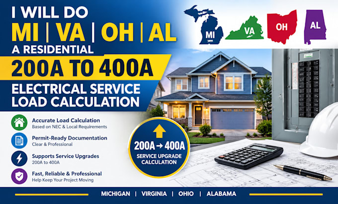 do mi VA oh al a residential 200a to 400a electrical service load calculation