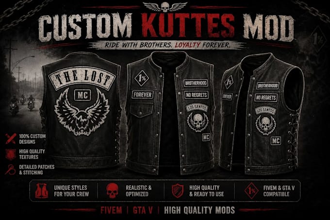create mc kuttes fivem vest flag mc bike patch kuttes