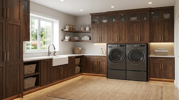 do 3d laundry interior, mudroom, cabinet, bathroom design, vanity with 3d model