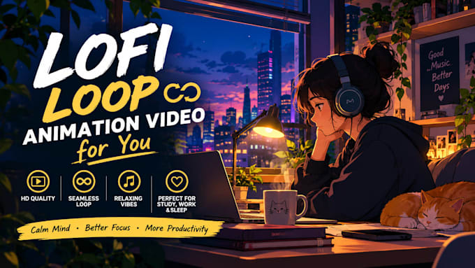 create lofi loop animation video for you