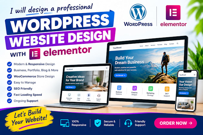 design a professional wordpress website with elementor