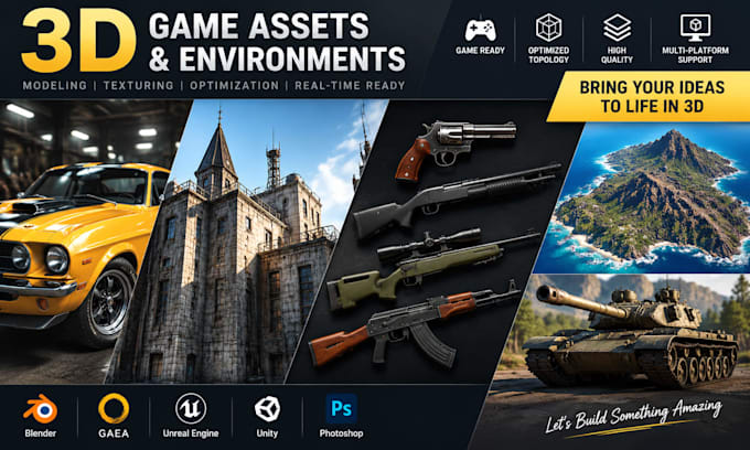 create high quality 3d game assets and hard surface models