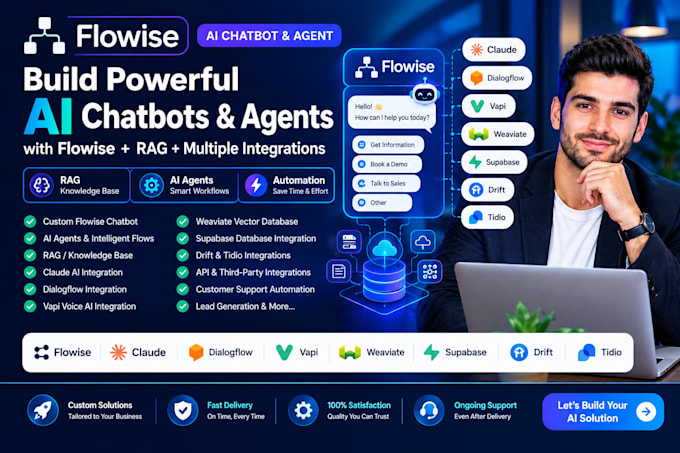 build ai chatbot flowise dialogflow vapi claude ai weaviate supabase drift tidio