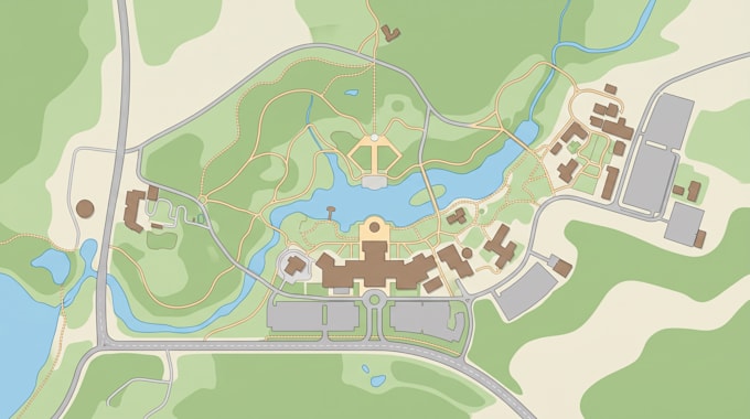 design visitor map, wayfinding map, tourism map and custom flat vector map