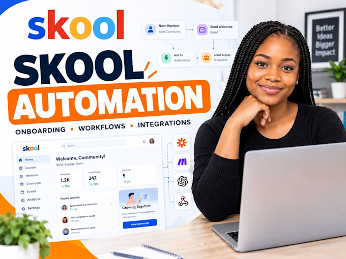 set up skool automation, onboarding and member workflows