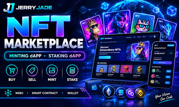 develop nft marketplace, nft minting dapp,nft staking dapp