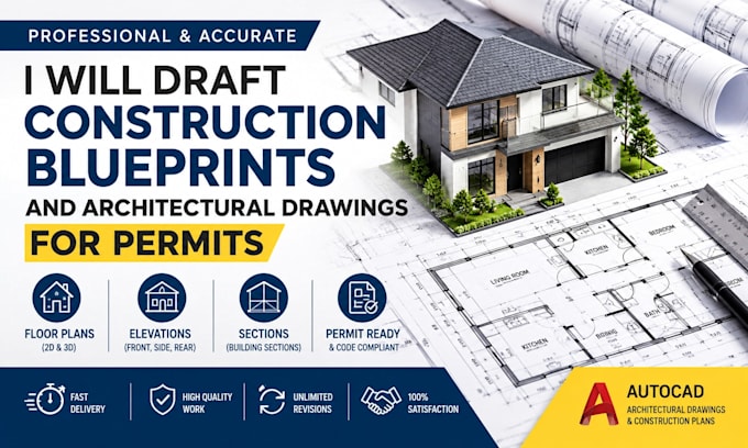 draft construction blueprints and architectural drawings for permits