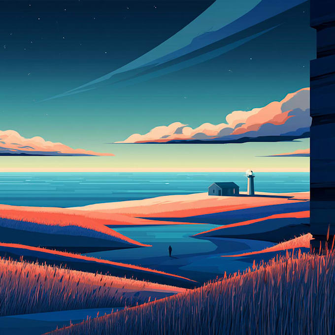 illustrate beautiful flat landscape illustration art