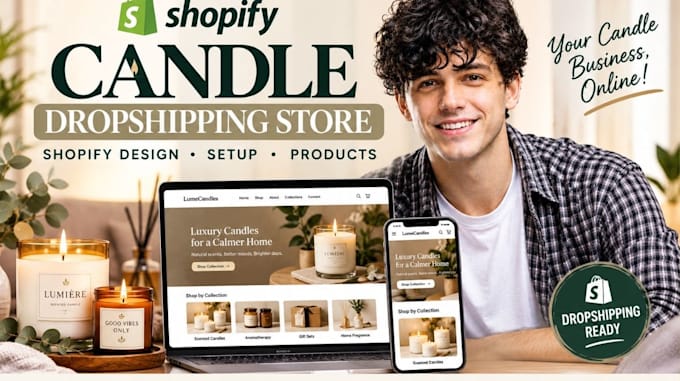 design a candle dropshipping shopify store and redesign