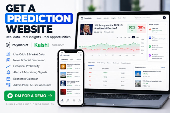 develop prediction market website polymarket clone kalshi app and ai dashboard
