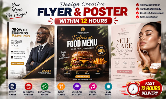 design creative eye catching flyer poster design fast within 12hrs