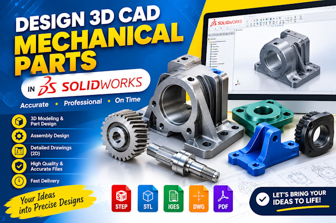 design 3d cad mechanical parts in solidworks