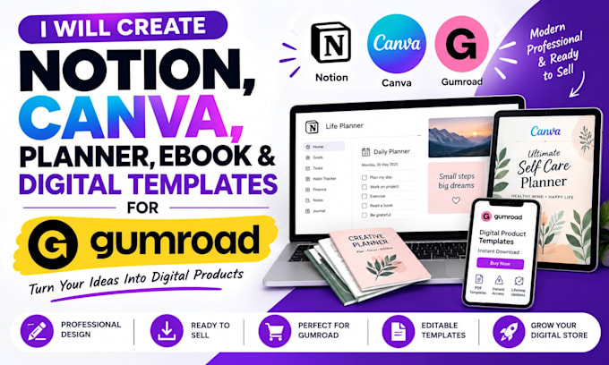create notion canva planners ebooks courses and digital products