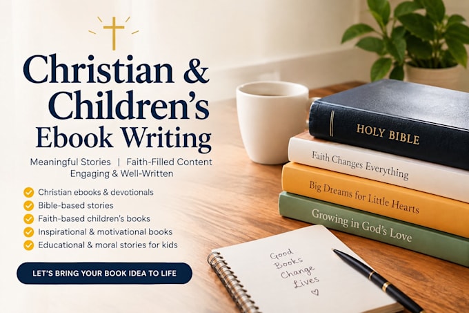 ghostwrite your christian ebook, children ebook, self help ebook