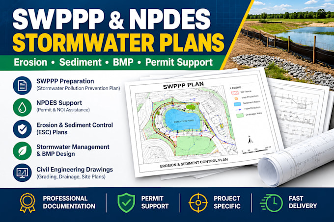 prepare swppp, npdes, stormwater and erosion control plans